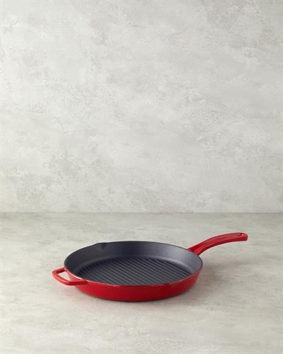 Hecha Грил Тиган Кръгъл С чугунена отливка 28x4 см Червен