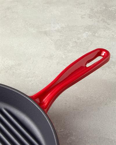 Hecha Грил Тиган Кръгъл С чугунена отливка 28x4 см Червен