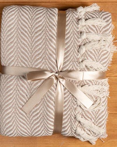 Herringbone Шал За Диван 130x170 см Бежов