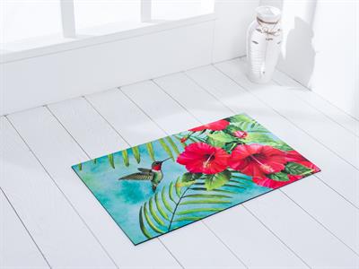 Hibiscus And Hummingbird ИЗСТРИВАЛКА Отпечатано 45x75 cm Light Blue