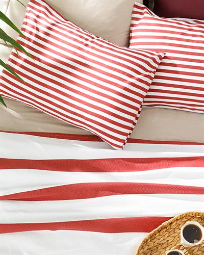 Hıp Strıpe Покривка Комплект Двоен Размер, Отпечатан, Бордо Червено, 200 X 220 Cm