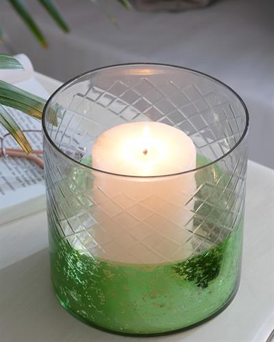 Holly Свещник Стъкло 12,70x12,70 cm Зелен