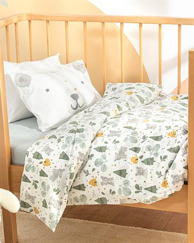 Honey Bear Бебешки Спален Комплект Памучен, Зелено, 100 X 150 Cm