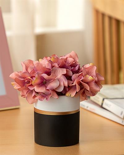 Hortensia Изкуствено Цвете Във Ваза Златисто, 13 X 13 X 13 Cm