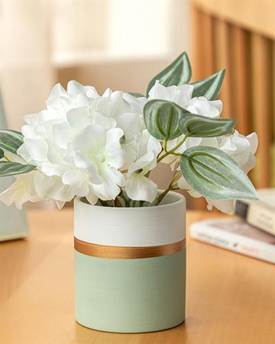 Hortensia Изкуствено Цвете С Ваза 13x13x13 см Сив