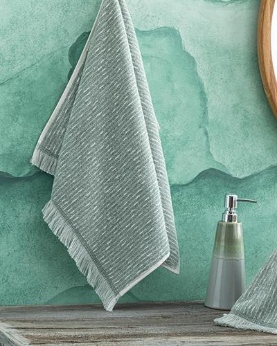 Hybrid Хавлия За Лице С Ресни, Памучен, Екру-Зелено, 50 X 70 Cm