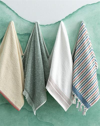 Hybrid Хавлия За Лице С Ресни, Памучен, Екру-Зелено, 50 X 70 Cm