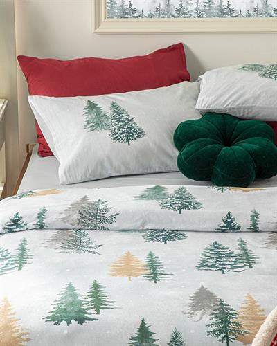 Icy Forest Спално Бельо Компле Единичен Размер, Памучен, Зелено, 160 X 220 Cm