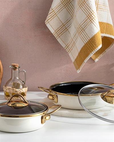 Isidora Enamel 2 Set Shallow Pan Set 16-18 cm Cream