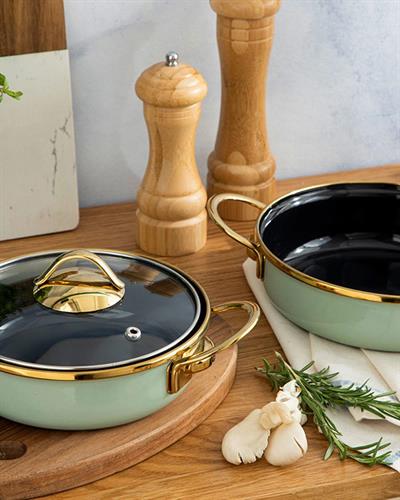 Isidora Enamel 2 Set Shallow Pan Set 16-18 cm Open Mint