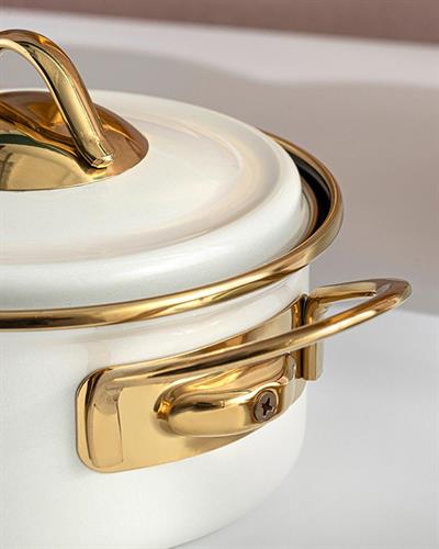 Isidora Комплект Тенджери 3 Бр., Емайлиран, Кремово, 14-16-18 Cm