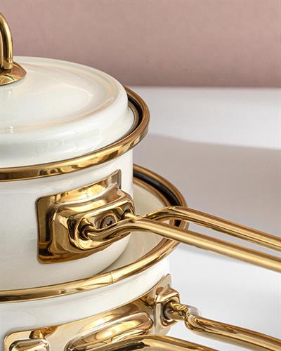 Isidora Тенджера За Сос 3 бр. Емайлиран 10-10-14 см Кремав