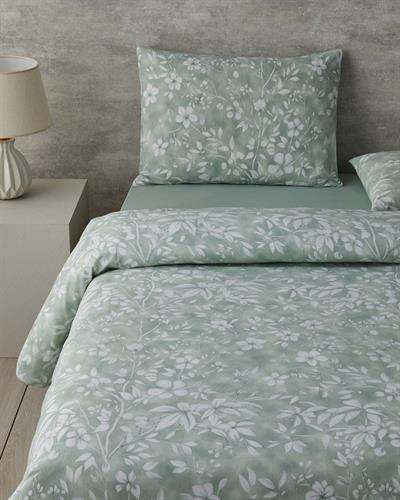 Ivy Flowers Спален Комплект Двоен Лесно за гладене 200x220 см Зелен