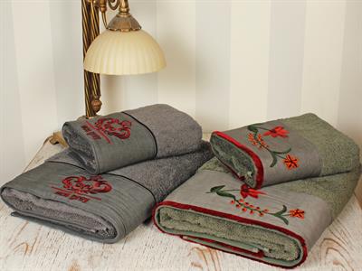 Iyra ХАВЛИЯ ЗА БАНЯ КОМПЛ 4 Set Органичен памук 50x90 - 80x150 cm Gray-Green