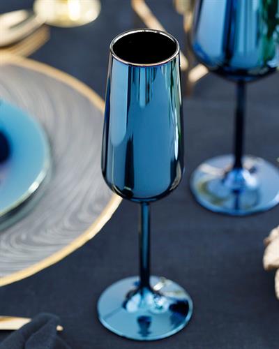Jade Чаши Със Столче за шампанско 2 бр. Стъкло 195 мл Син - морскосин