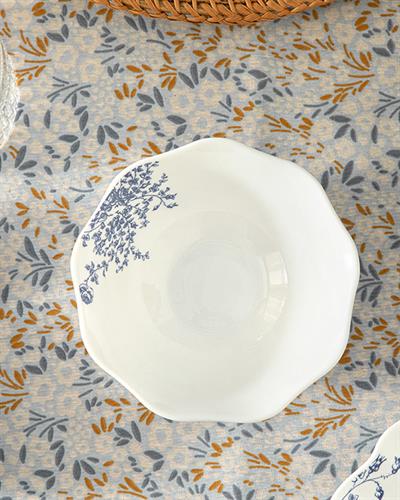 Jardin Opal glass Bowl 13x13x5 cm White-Blue