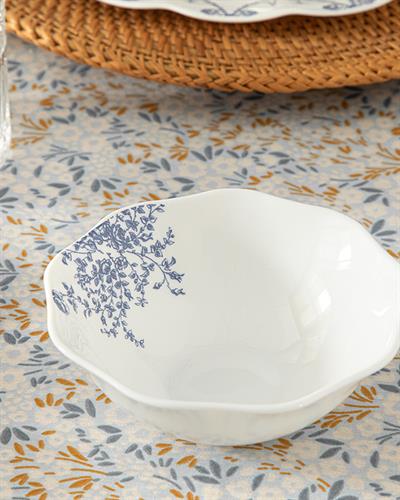 Jardin Opal glass Bowl 13x13x5 cm White-Blue