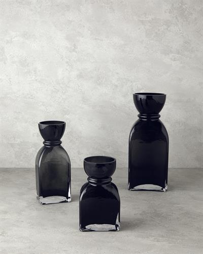 Jesy Ваза Стъкло 9x8,5x23 см Черен