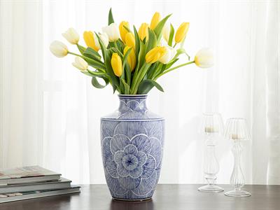 Johanna Ваза Порцелан, Синьо Бяло, 20 X 20 X 30 Cm