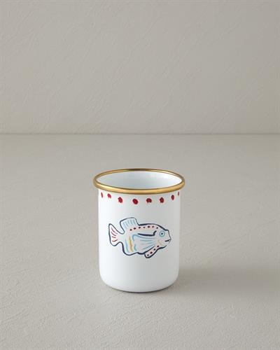 Jolly Fish Чаша Емайлиран 350 мл.. Бял - Син