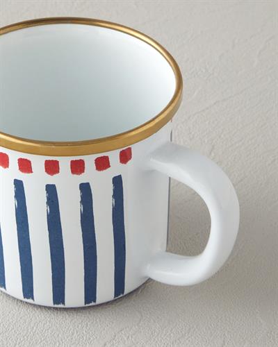 Jolly Lines Чаша Емайлиран 350 мл.. Бял - Морскосин