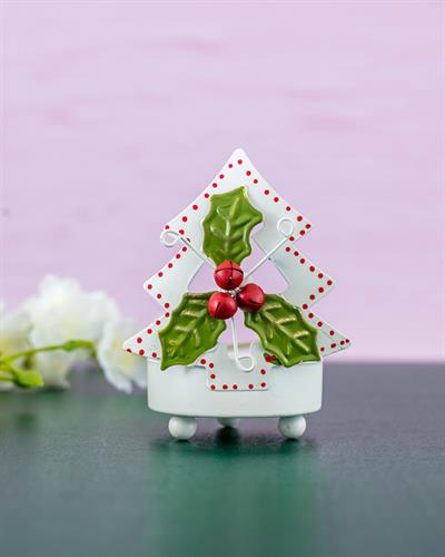 Joy Свещник Дърво Метал 6,5x6x8,5 cm Бял