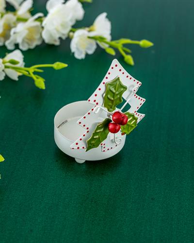 Joy Свещник Дърво Метал 6,5x6x8,5 cm Бял