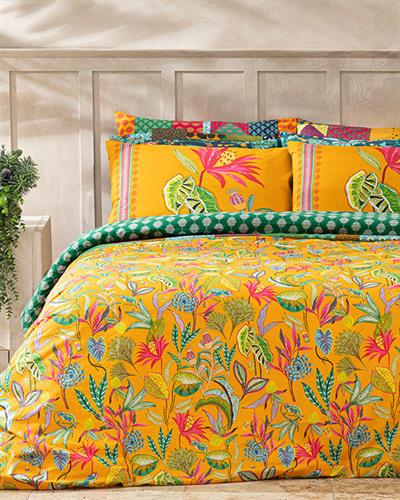 Jungle Life Комплект Спално Бель Двоен Размер, Памучен, Тъмно Жълто, 200 X 220 Cm