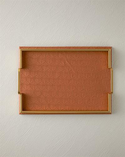 Karen Декоративен Поднос Изкуствена кожа 36x26x6 см Тютюнев