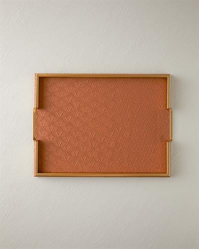 Karen Декоративен Поднос Изкуствена кожа 41x31x6 см Тютюнев