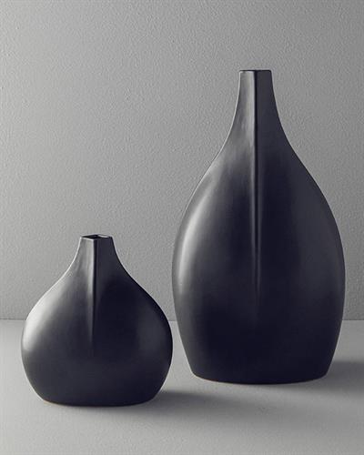 Kelsey Ваза Каменна керамика 23x14x24 см Черен