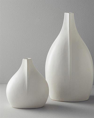 Kelsey Ваза Каменна керамика 23x14x24 см Бял