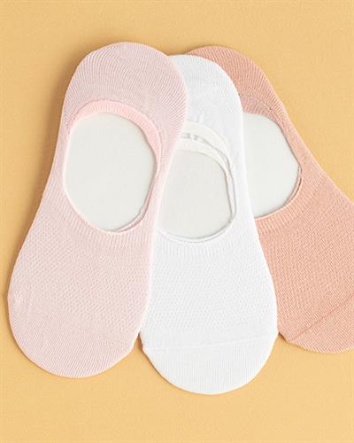 Kenzie Чорапи Бабет Дамски 3 Бр., Памучен, Екрю-Розово-Пудра, 36-40