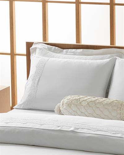 Kiara Спален Комплект Двоен с бродерия Памук Сатен 200x220 см Бял