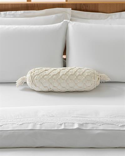 Kiara Спален Комплект Кралски размер бродиран Памук Сатен 240x260 см Бял