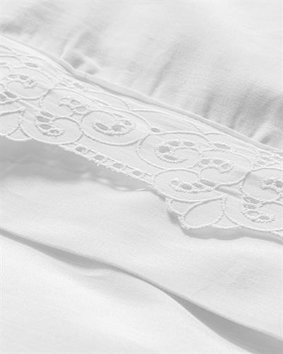 Kiara Спален Комплект Кралски размер бродиран Памук Сатен 240x260 см Бял