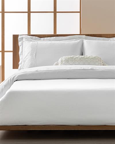 Kiara Спален Комплект Кралски размер бродиран Памук Сатен 240x260 см Бял