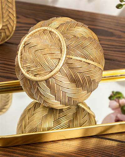 Knits Polyresin Decorative Object 11,5x11,5x11,5 cm Gold