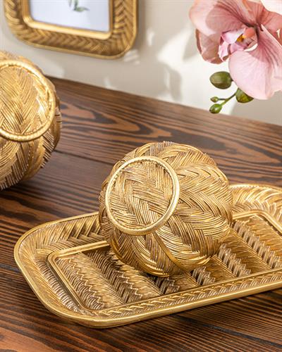 Knits Polyresin Decorative Object 9x9x9,5 cm Gold