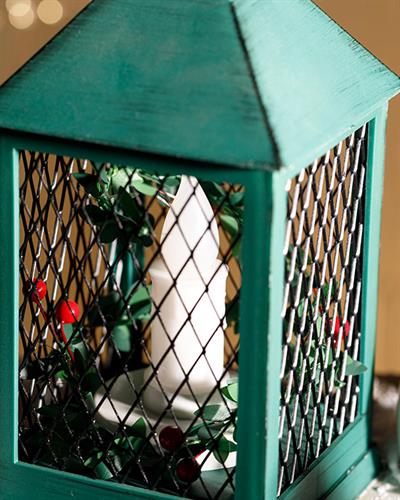 Kokina Plastic-Metal With Led Lantern 10,5x10,5x24 cm Green