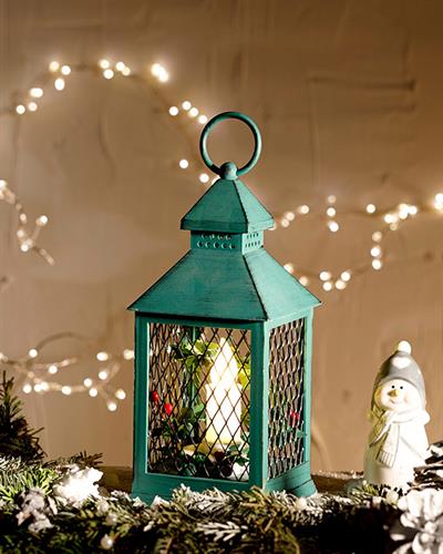 Kokina Plastic-Metal With Led Lantern 10,5x10,5x24 cm Green