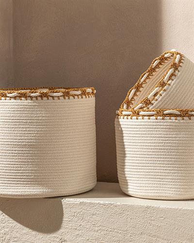 Lace Кошница -, Екру, 20 X 20 X 15 Cm