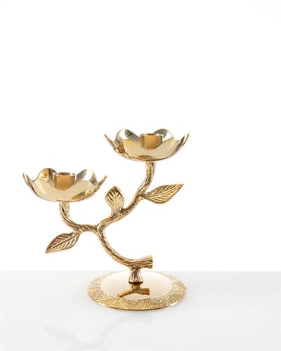 Lace Rose Свещник с 2 накрайника 10x10x17 см Златен