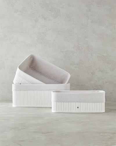 Lacy Кошница Бамбук 40x30x16 см Бял