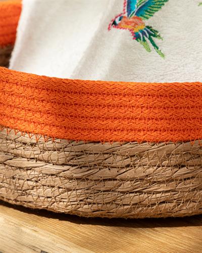 Laila Wicker Pattern Knitting Basket 25x8 cm Orange,