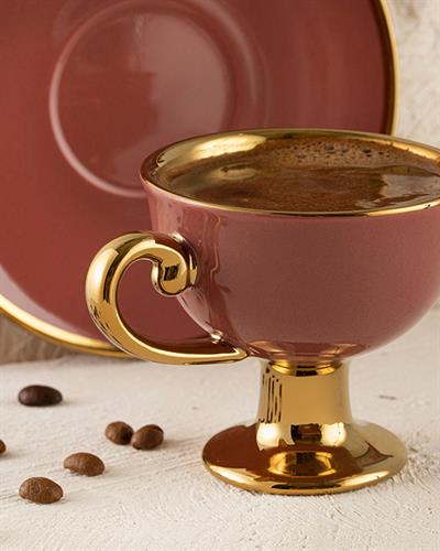 Lalia New Bone China 4 Pieces 2 Servings Coffee Cup 90 ml Dusty Rose