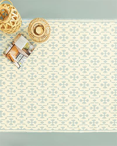 Lara Rony Килим Тъкан, Крем-Тюркоаз, 80 X 150 Cm