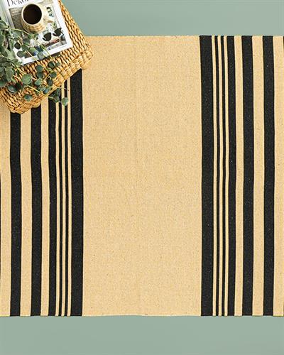 Lara Tiar Килим Тъкан, Кремаво Черно, 120 X 180 Cm