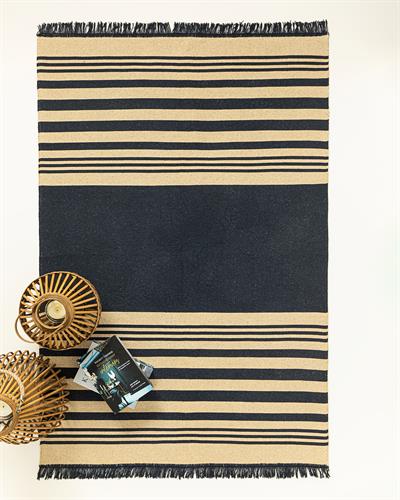 Lara Tiar Килим Тъкан, Морско Синьо - Кремаво, 160 X 230 Cm