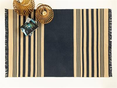 Lara Tiar Килим Тъкан, Морско Синьо - Кремаво, 60 X 100 Cm